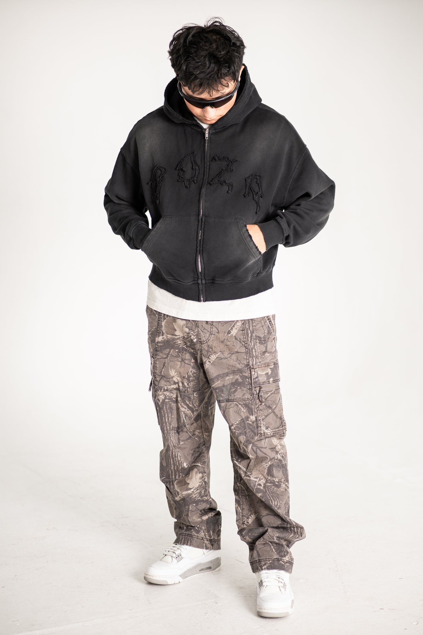 Doza Distressed Acid Wash Zip-Up